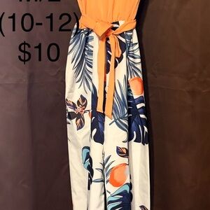 Tropical Orange and Blue Jumpsuit